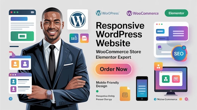 build responsive wordpress website woocommerce store elementor ai custom design