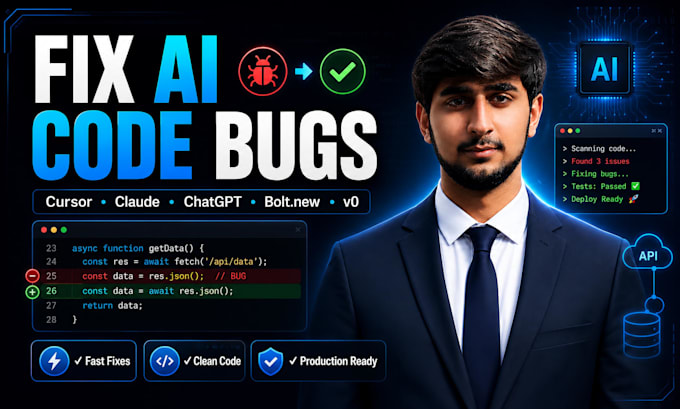 fix bugs, debug, and optimize your ai generated code or vibe coded app