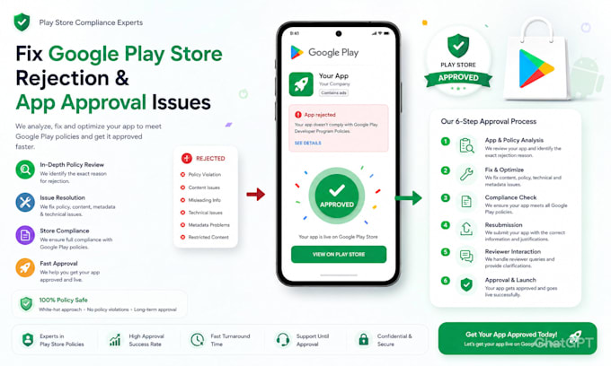 fix google play store rejection and app approval issues