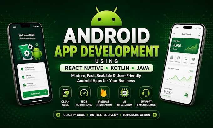 develop android mobile app using react native kotlin and deploy on playstore