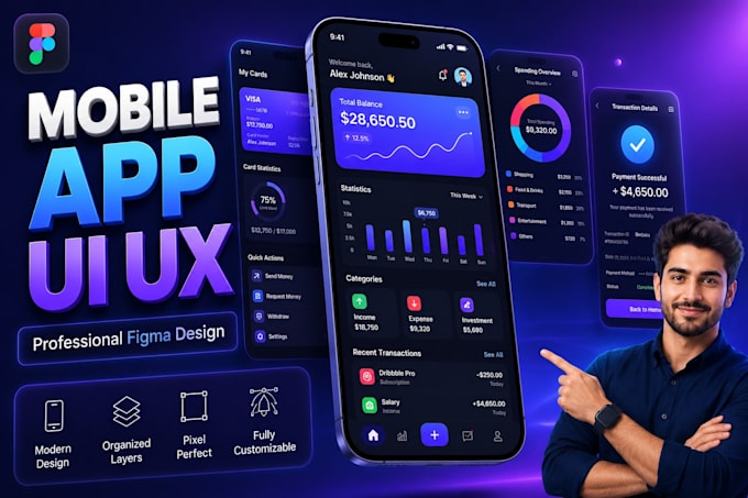 Design modern mobile app ui ux using figma by Thansj | Fiverr