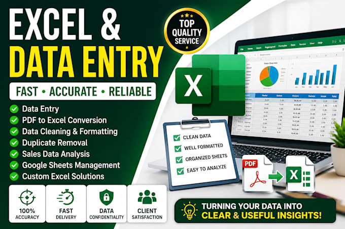 do expert data entry, data cleaning, and excel data analysis