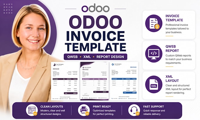 do odoo invoice template, design customize qweb reports, xml layout and layouts