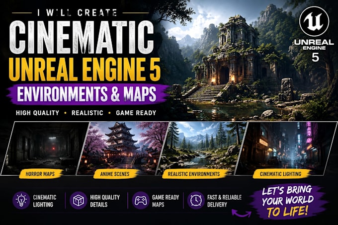 create cinematic unreal engine 5 environments and maps