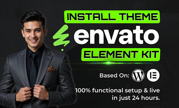 install theme envato element kit and customize wordpress website