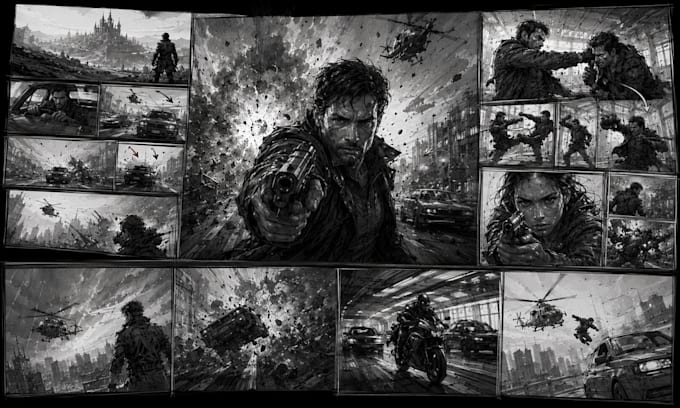 create action storyboard sequences for movies games and trailers