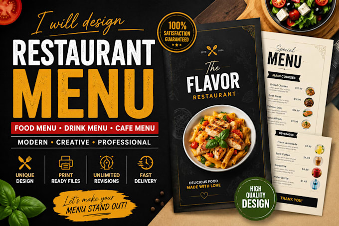 create a professional restaurant food menu desig
