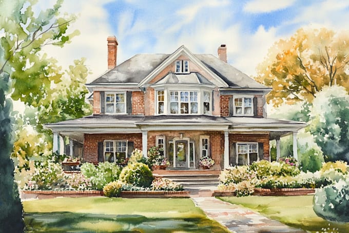 paint watercolor house portrait