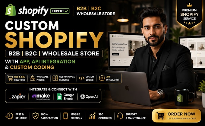 custom shopify b2b b2c sale store with app API integration and custom coding