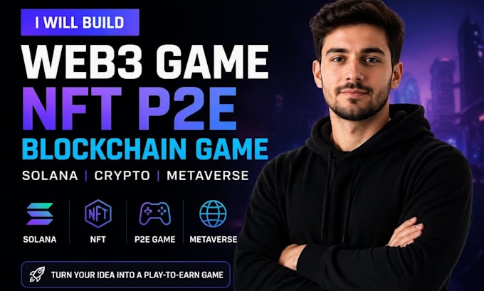 develop web3 nft p2e blockchain game, solana crypto game, metaverse gameplay