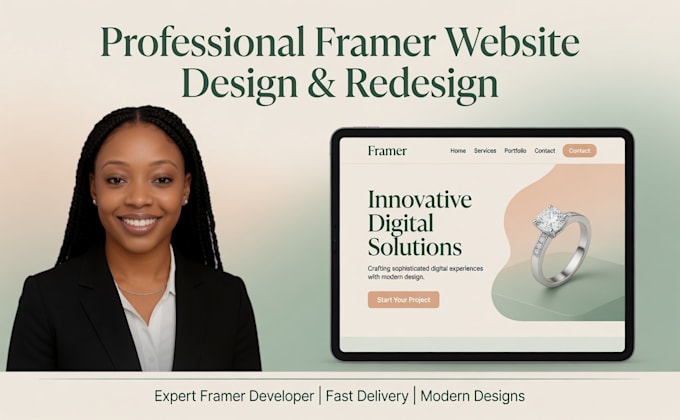 design or redesign modern framer, webflow website, do figma to framer, fix bug
