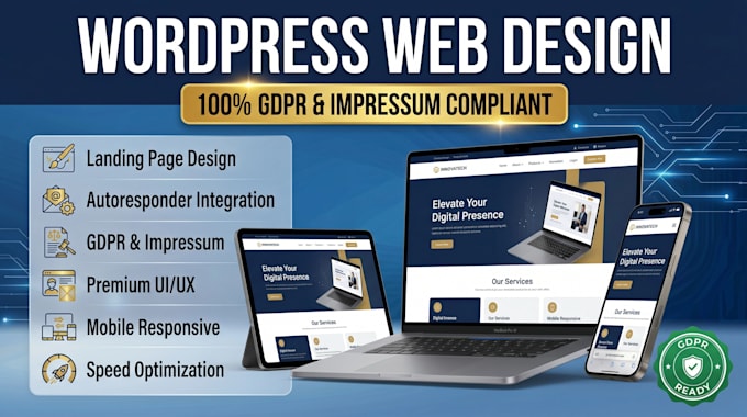 develop wordpress webdesign compliant with gdpr and impressum