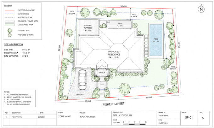 draw 2d site plan, plot plan, landscape plan city permit very fast in autocad