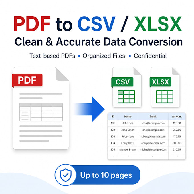 convert PDF to csv or xlsx