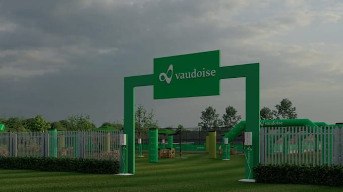 visual sport park facility,multiple tennis courts,  outdoor exhibition rendering