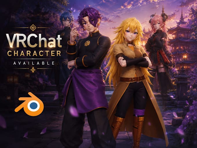created stylized vrchat character avatar with rig