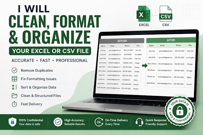organize your excel or CSV file