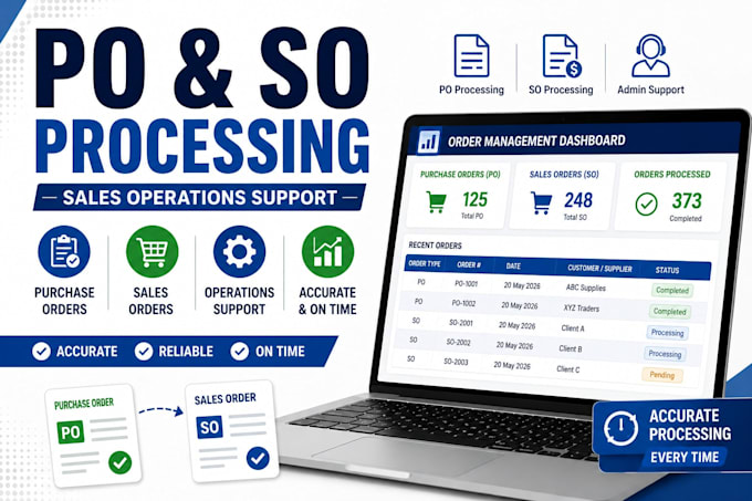 process purchase orders sales orders and operations support