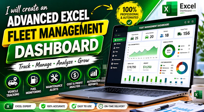create an advanced excel fleet management and vehicle tracking dashboard