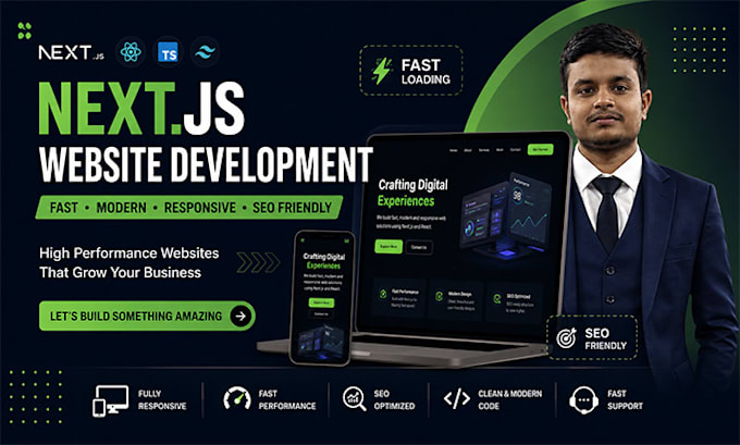 develop a modern responsive next js website