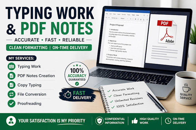 do typing work and create PDF notes