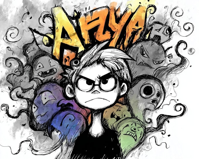 design a unique doodle character  style