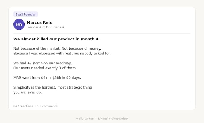 be linkedin ghostwriter for founders and executives