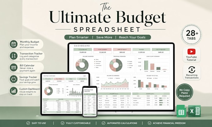 do custom spreadsheet, excel spreadsheet, google sheet, monthly budget planner