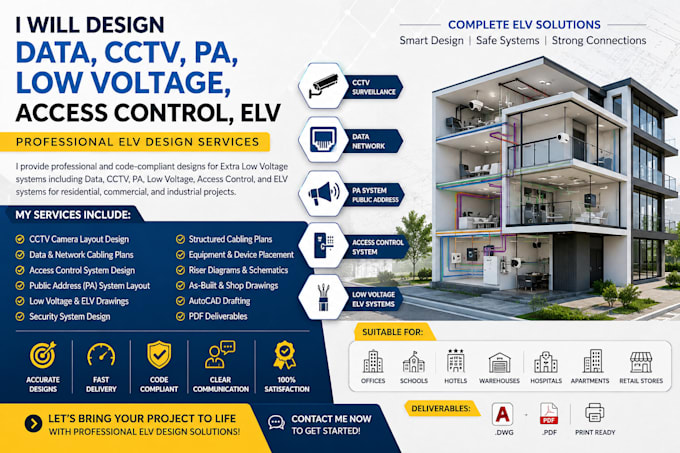 design data, cctv, pa, low voltage, access control, elv