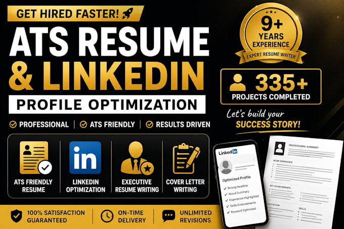 write an ats resume, CV and optimize your linkedin profile