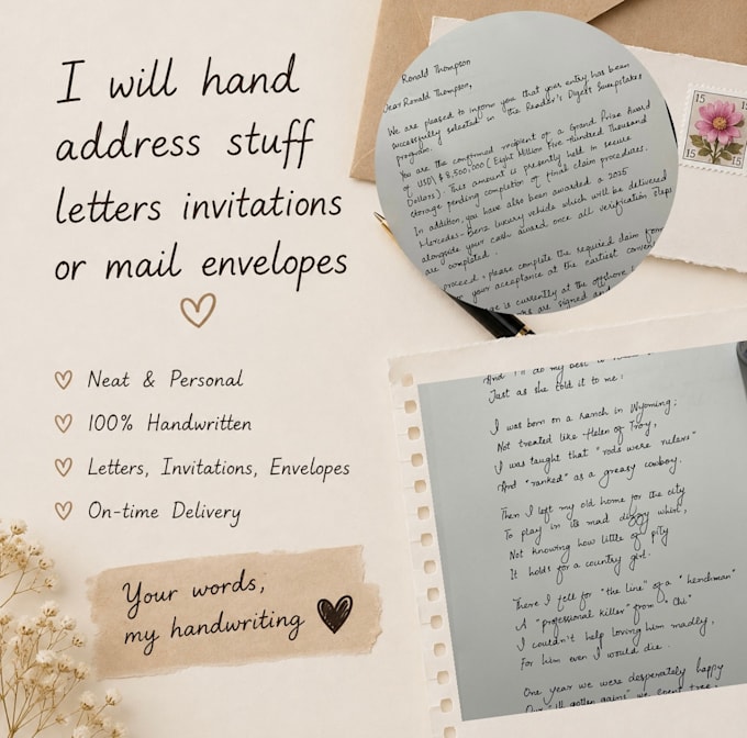 hand address stuff letters invitations or mail envelopes