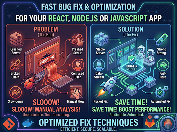 fix bugs in your react nodejs or javascript application fast