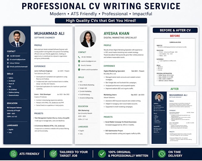 design a professional ats friendly CV or resume