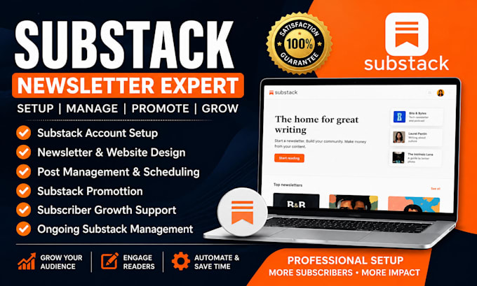 setup substack account, newsletter, website, manage substack post
