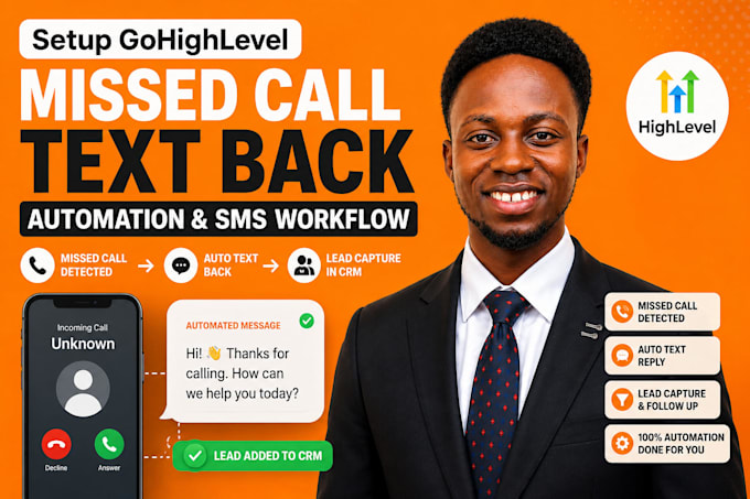 setup gohighlevel missed call text back automation and SMS workflow