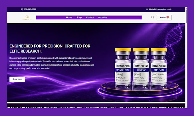 design peptide website woocommerce peptide website