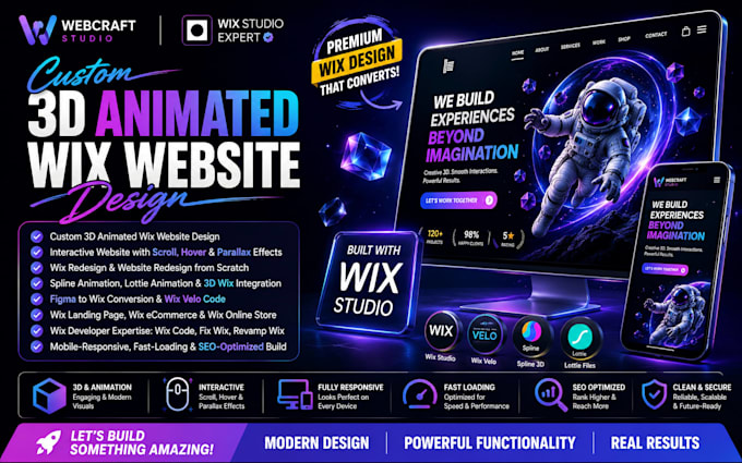 3d interactive wix studio website wix redesign scrolling animation spline,gsap