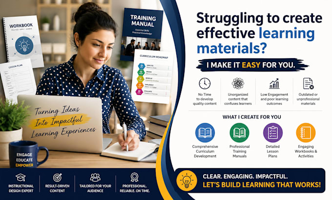 comprehensive curriculum development, training manuals, lesson plans, workbooks