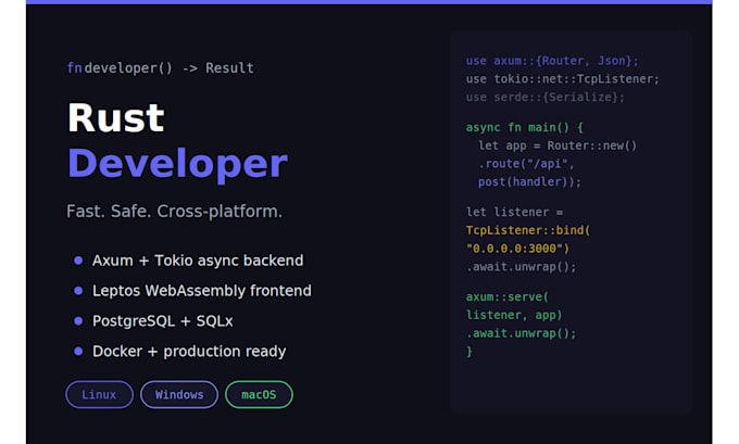build desktop and web applications in rust