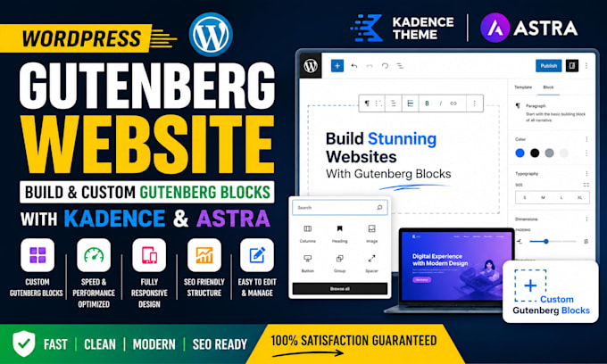 wordpress gutenberg build gutenberg blocks wordpress website with kadence, astra