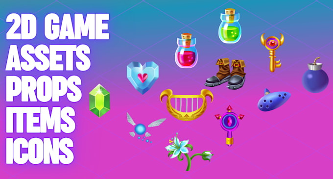 draw 2d assets, props, items, icons for your game