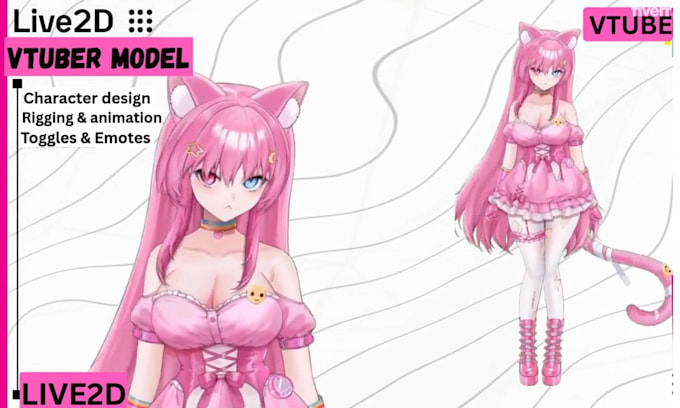 design 2d vtuber model, vtuber model, anime vtuber model, live2d rigging