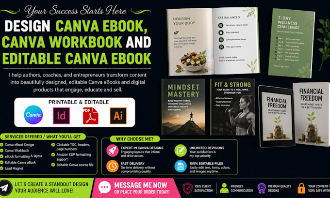 design canva ebook, canva workbook and editable canva ebook