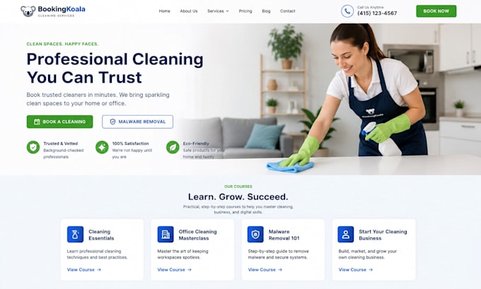 wordpress office cleaning bookingkoala malware removal house cleaning website