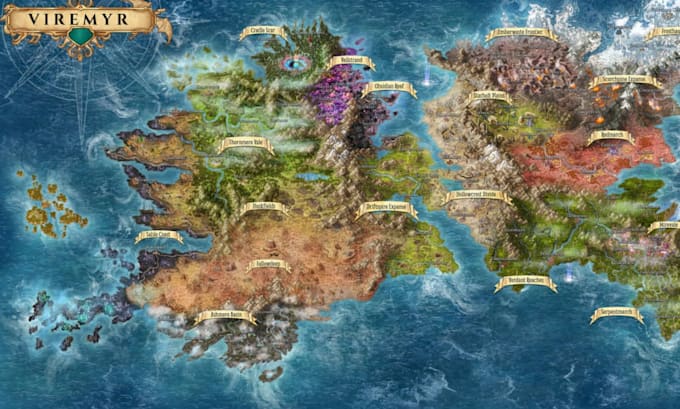 draw detailed hand drawn fantasy map for dnd map or rpg world map battlemap