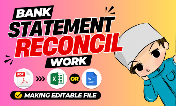 reconcile bank statement PDF to editable format