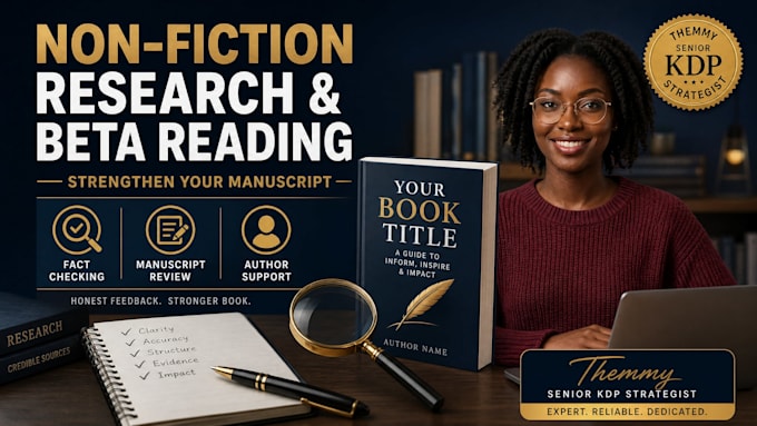 provide non fiction author research and beta reading support