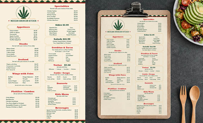 do restaurant menu design, food menu, bar menu, cafe menu, digital menu board