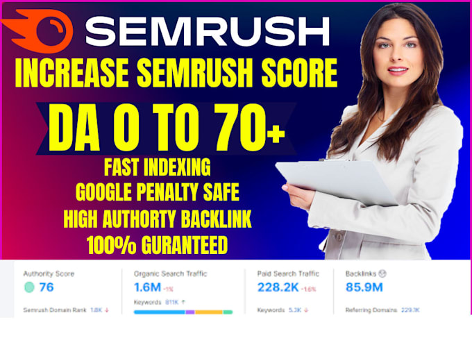 increase your semrush domain authority score from 0 to 60 plus