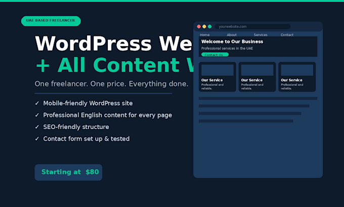 build a wordpress website with professional english content